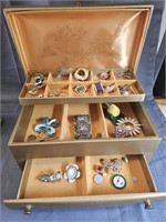 Vintage Lady Buxton Jewelry Box FULL of Vintage