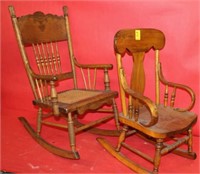 2pc Antique Child's Rocking Chairs