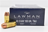 (50rds) Speer Lawman 40 S&W 155 Gr TJM Ammo