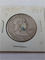 1954 Ben Frankiln Half Dollar