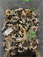 BOX LOT Costume Jewelry-Rings, Bracelets, more