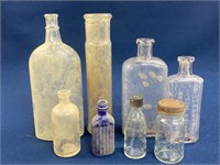 (8) Vintage Medicine Bottles, 2 have a lavender