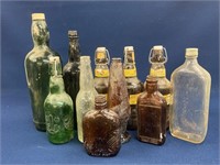 (11) Vintage Liquor and Beer bottles