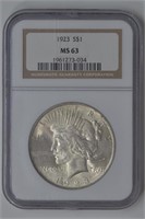 1923 Peace Silver Dollar NGC MS63