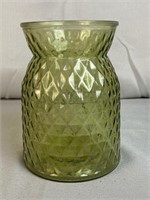 Vtg Ftd Green Diamond Glass Vase