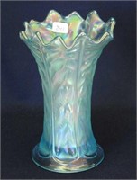 Leaf Columns 7" squatty vase - ice blue