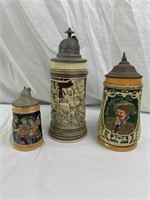 3PC lot of German beer steins