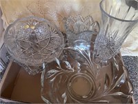 Lot of vintage crystal and pressed glass bowls,