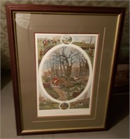 Lg vintage Hunt scene print