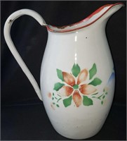 vintage enamelware pitcher