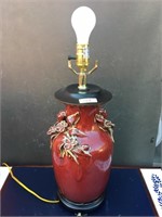 Red Ceramic Flower Lamp
