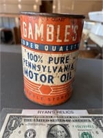 Vintage Gambles motor oil 1 quart advertising can