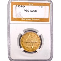 1854-O $10 Gold Eagle PGA AU58