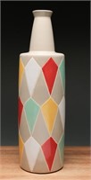 Signed Glazed Ceramic Harlequin Vase
