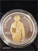 2015 $10 Fine Silver Coin Sir John A. Macdonald