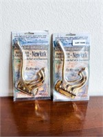 (Set of 2) Triple Pronged Hooks in Polished Brass
