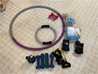 Assorted weights, hoop, kettle ball- exercise