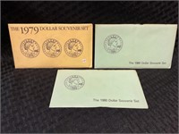1979 & 2 1980 SUSAN B ANTHONY DOLLAR SOUVENIR SETS
