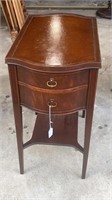 Mahogany Leather Top Two Drawer End Table
