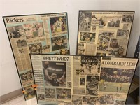 Framed Green Bay Packers Newspaper Memorabilia