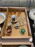 Miniature Tea Set & Pitchers, Amber Sake Cups