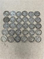 (30) silver mercury dimes