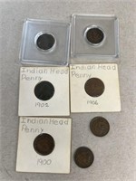 Indian head pennies 1900, 1902, 1906