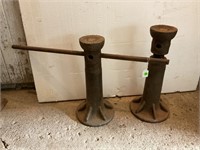 2 LARGE CORKSCREW HOUSE JACKS - 19" TALL