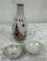 Lot Of 3 WWII Japanese Ceramic Saki Items