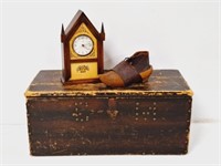 Antique CM Wood Box, Wood Clock, Wood Shoe