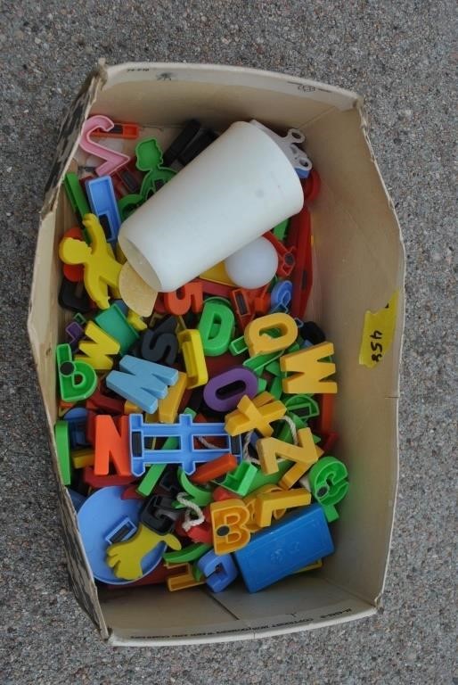 Box of plastic magnetic letters