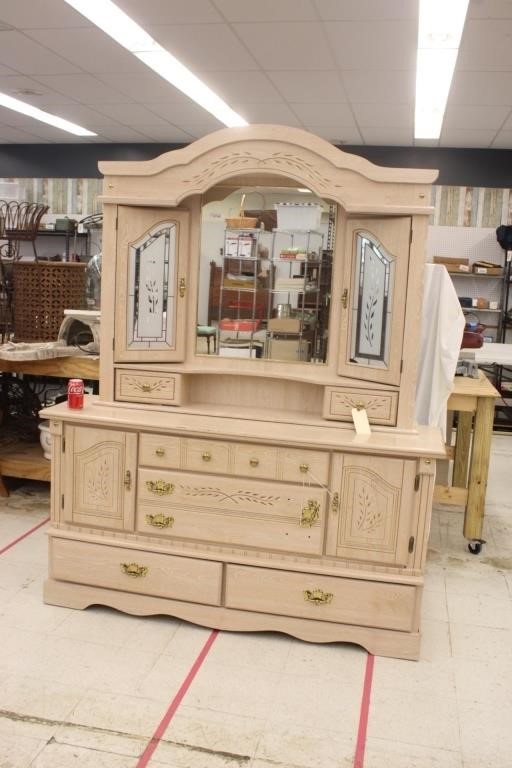 Pickled Finish Dresser w/ Mirror, As Is ~ READ