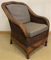 QUALITY RATTAN ARM CHAIR WITH CUSHIONS