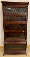 MAHOGANY BARRISTERS 5 STACK BOOKCASE- LEADED GLASS