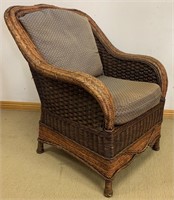 QUALITY RATTAN ARM CHAIR WITH CUSHIONS