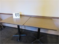 2-30"x30" Wood Grain Formica Dining Tables