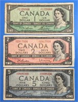 $1 - $2 - $5 Dated 1954 Banknotes