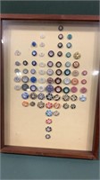 Lot of Antique Buttons in Display Case