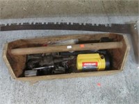 WOODEN TOOL BOX W/ CONTENTS