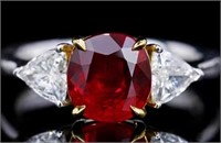 3ct Pigeon Blood Red Ruby 18Kt Gold Ring