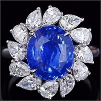 4.6ct Cornflower Blue Sapphire 18Kt Gold Ring