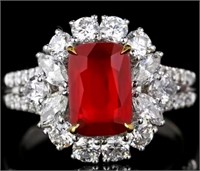 3.3ct Pigeon Blood Red Ruby 18Kt Gold Ring