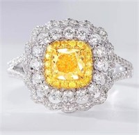 1.05ct Natural Yellow Diamond 18Kt Gold Ring