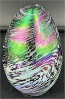 Iridescent Art Glass Egg Paper Weight