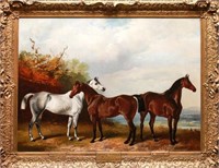 Henry Barraud Equestrian Portraits - 3 Horses, Oil