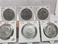 6 USA COINS 3 50 CENTS AND 3 DOLLAR