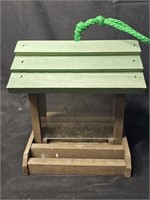 Hanging wood wild bird feeder