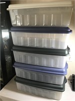 Lot of 5 Thin Storage Tubs