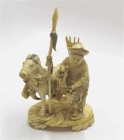 Good Japanese ivory warrior and horse figure