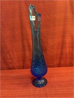 Fenton Tall Pedestal Vase, Blue